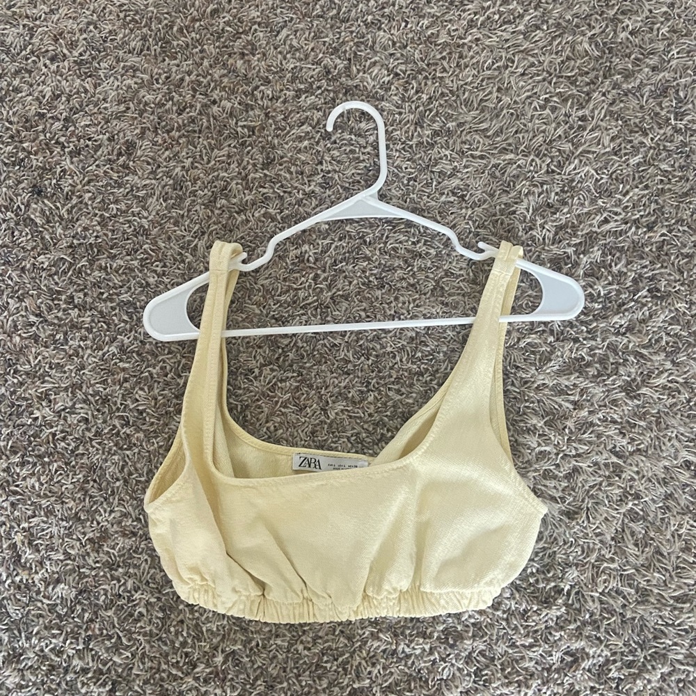Zara yellow denim crop top